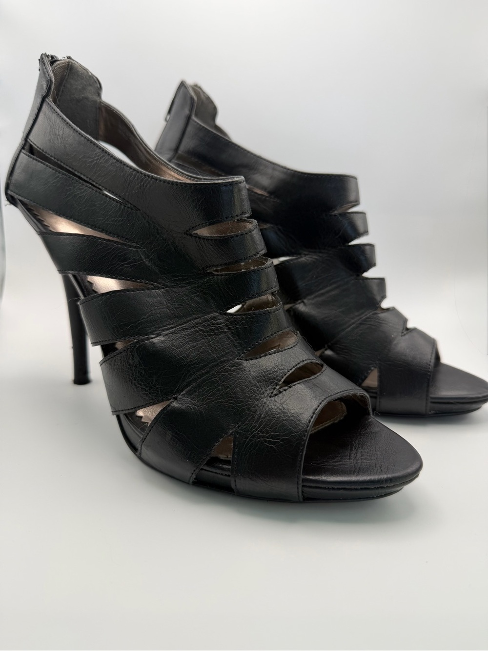 Diba Black Strappy Cutout High Heel Sandals
